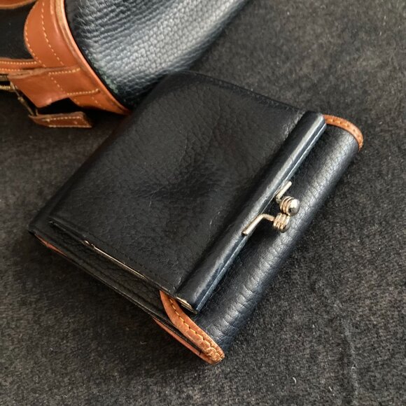 Vintage Dooney & Bourke Pebbled Leather Doctors Bag Satchel Navy Blue w/ Wallet - Picture 15 of 15